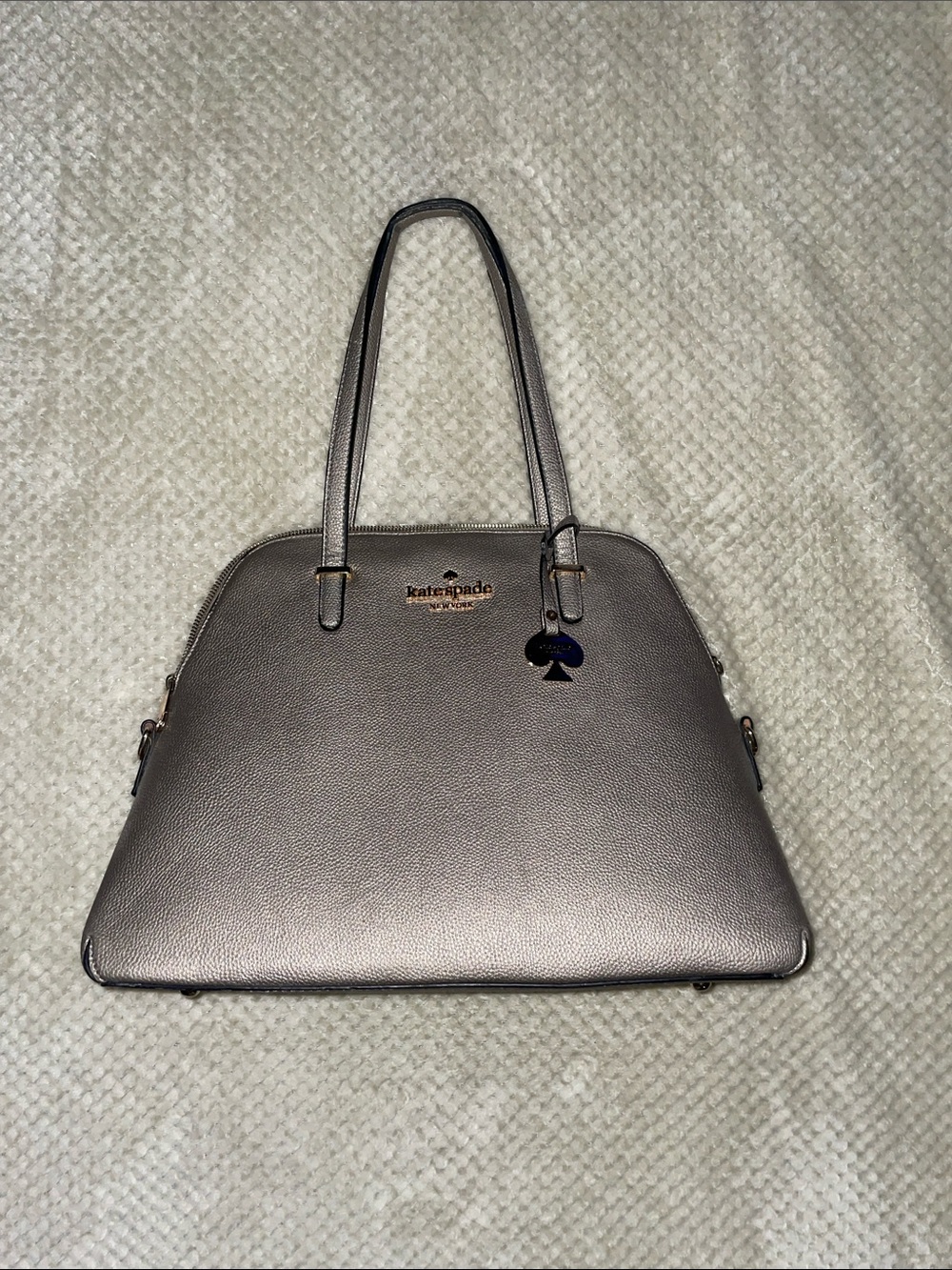 Kate Spade Metallic Taupe Dome Satchel with strap